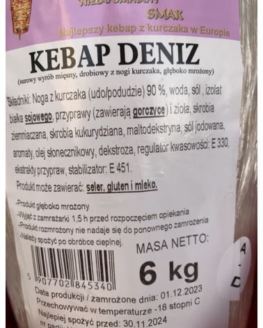 KEBAP DENIZ /6kg/ drobiowy z uda kurczka